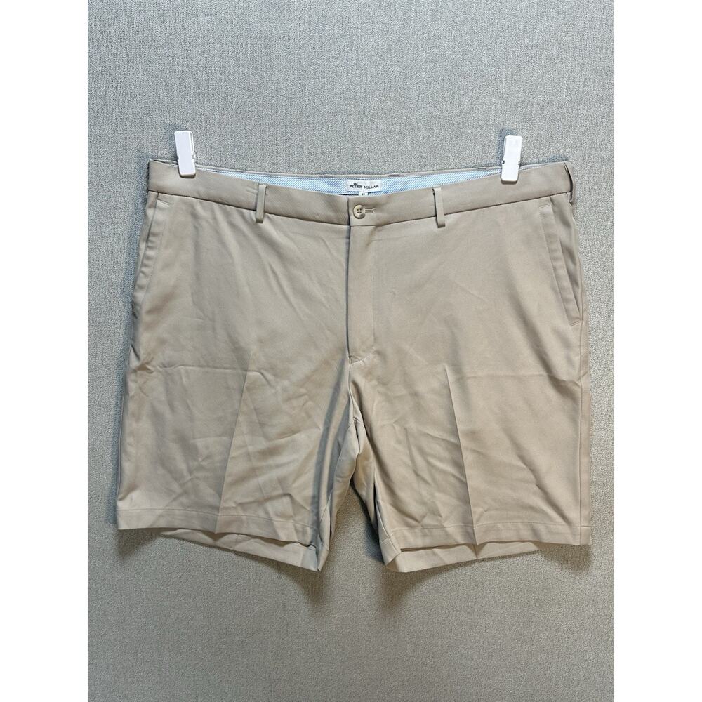Peter‎ Millar Men’s Performance Shorts Size 42 Khaki Chino Polyester Golf Light